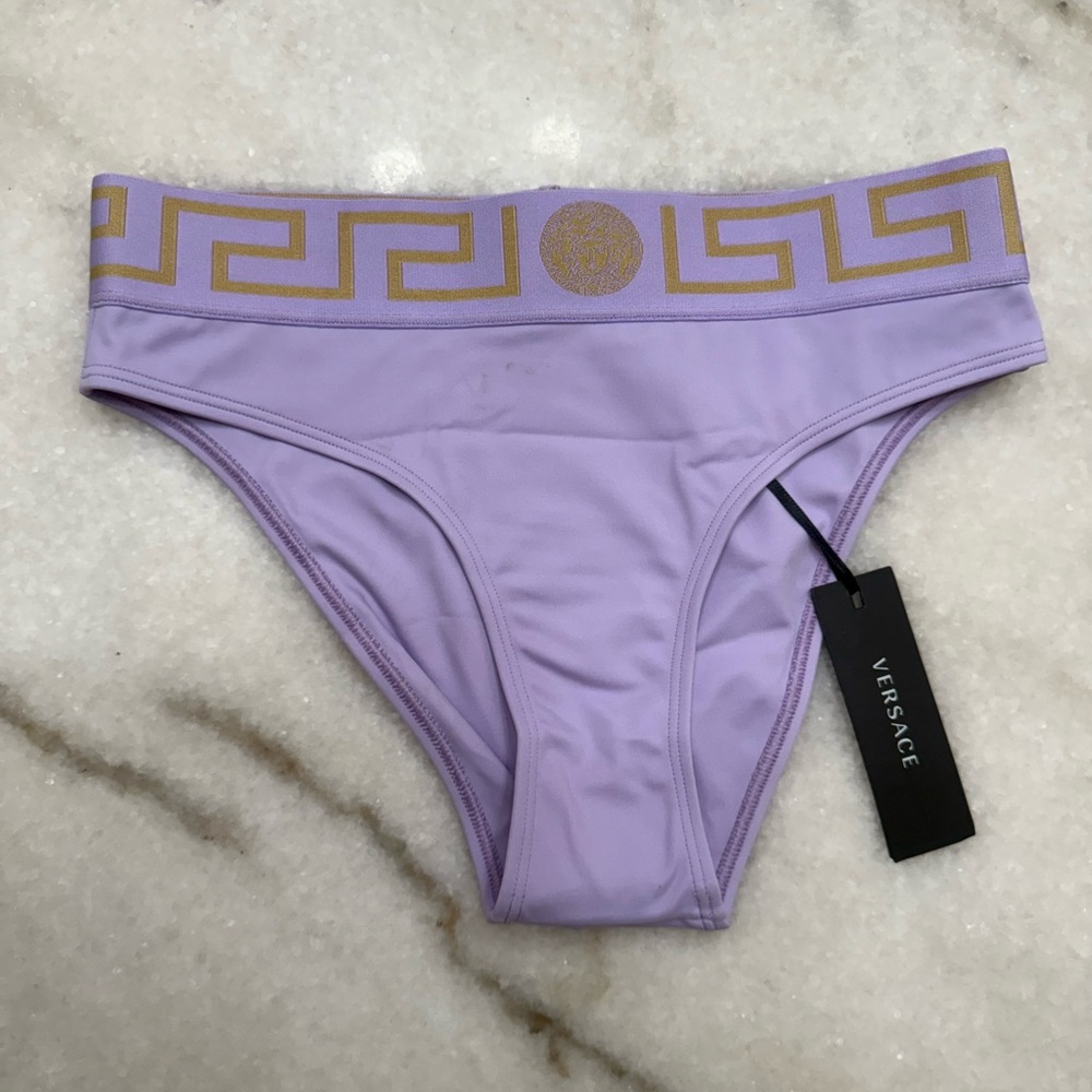 Versace Lilac Bikini Bottom with Gold Detail